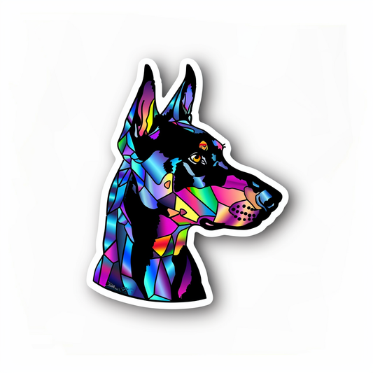 Cute and Adorable Doberman Pinscher Expressive surreal Vinyl Decal Sticker for Car, Laptop, Tumbler and more # F019495-4" x 4"