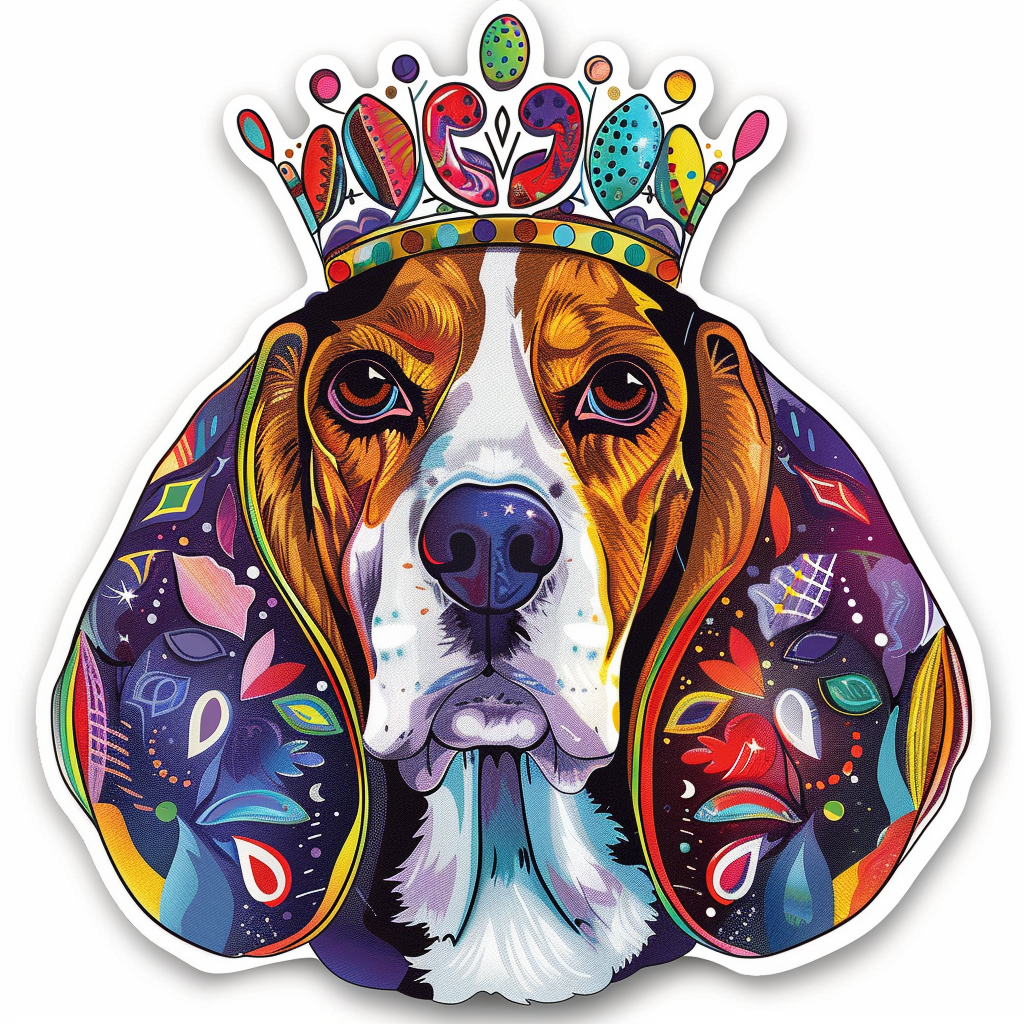 Beagle dog crowned Vinyl Decal Sticker for Car, Laptop, Tumbler and more # F011935