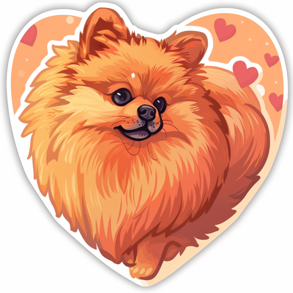 Sticker of a Pomeranian Dog majestic Expressive surreal Heartcore Vinyl Decal Sticker for Car, Laptop, Tumbler and more # F014088