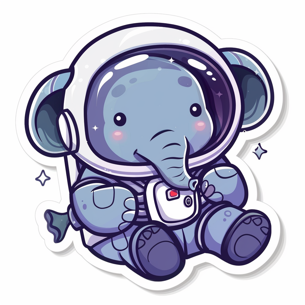 Elephant Expressive surreal Vinyl Decal Sticker for Car, Laptop, Tumbler and more # F022378-4" x 4"