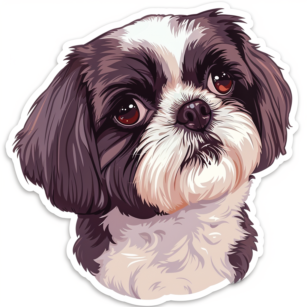 Adorable Shih Tzu Dog Expressive surreal Vinyl Decal Sticker for Car, Laptop, Tumbler and more # F018473