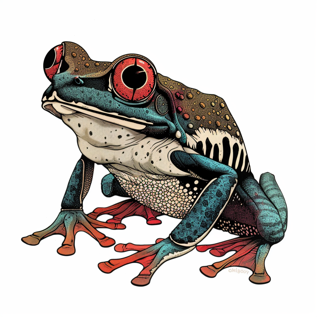 Sticker of a Frog majestic Expressive surreal Vinyl Decal Sticker for Car, Laptop, Tumbler and more # F016793