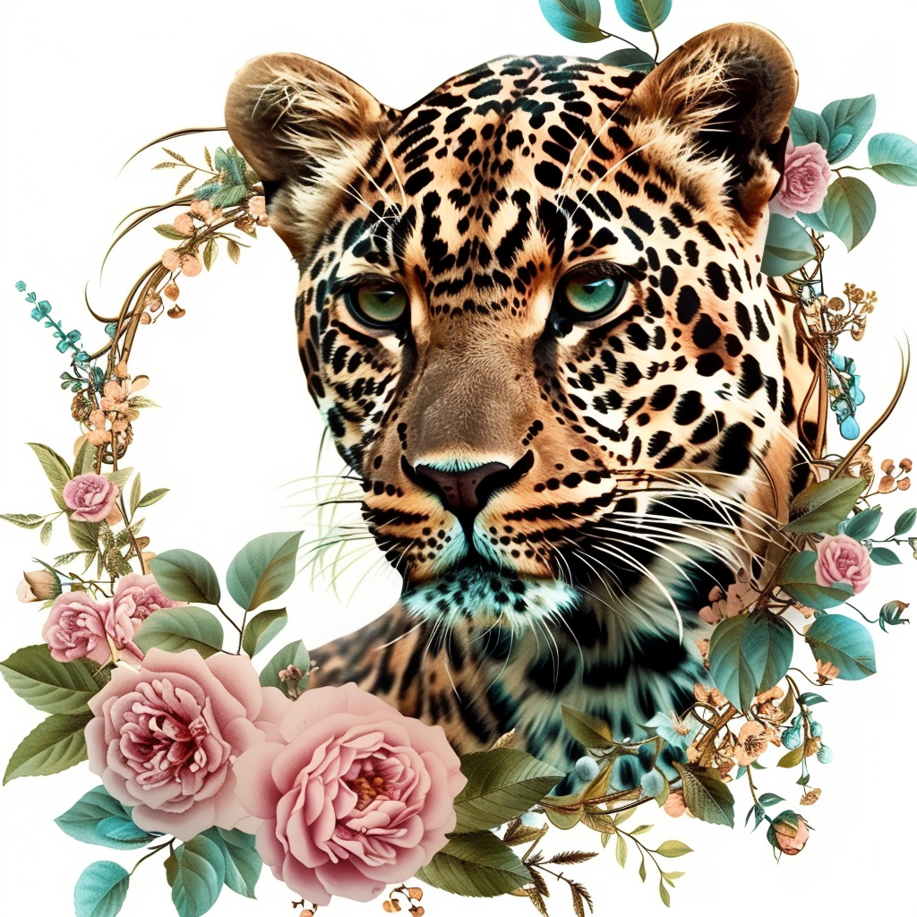 Leopard majestic Expressive surreal Vinyl Decal Sticker for Car, Laptop, Tumbler and more # F022579