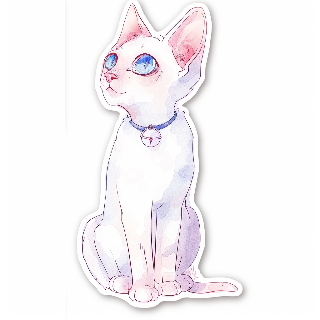 Adorable Cornish Rex Cat Expressive surreal Vinyl Decal Sticker for Car, Laptop, Tumbler and more # F021509-4" x 4"