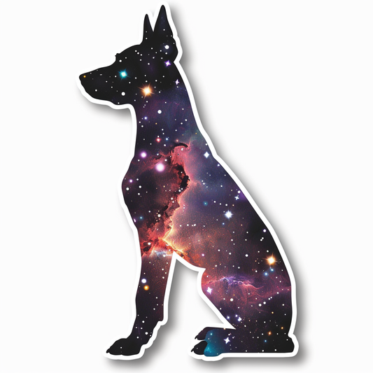 Doberman Pinscher Dog galaxy majestic Expressive surreal Vinyl Decal Sticker for Car, Laptop, Tumbler and more # F019491-4" x 4"