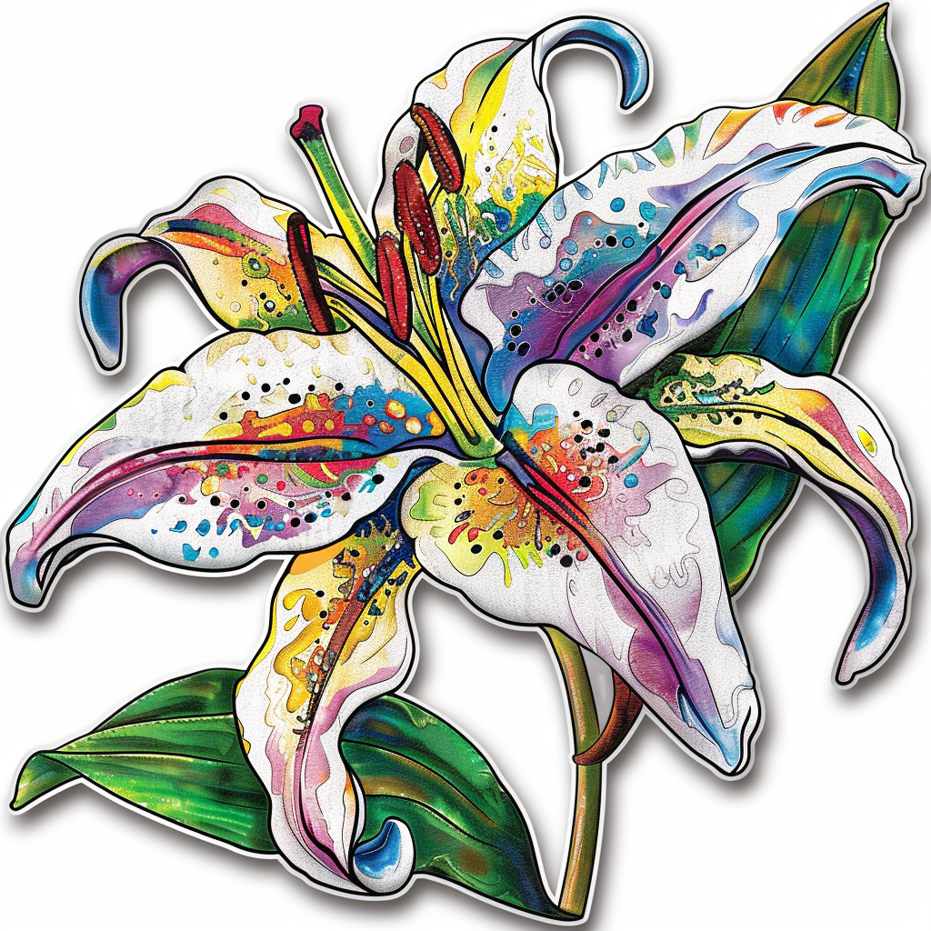 Lily flower majestic Expressive surreal Vinyl Decal Sticker for Car, Laptop, Tumbler and more # F023169