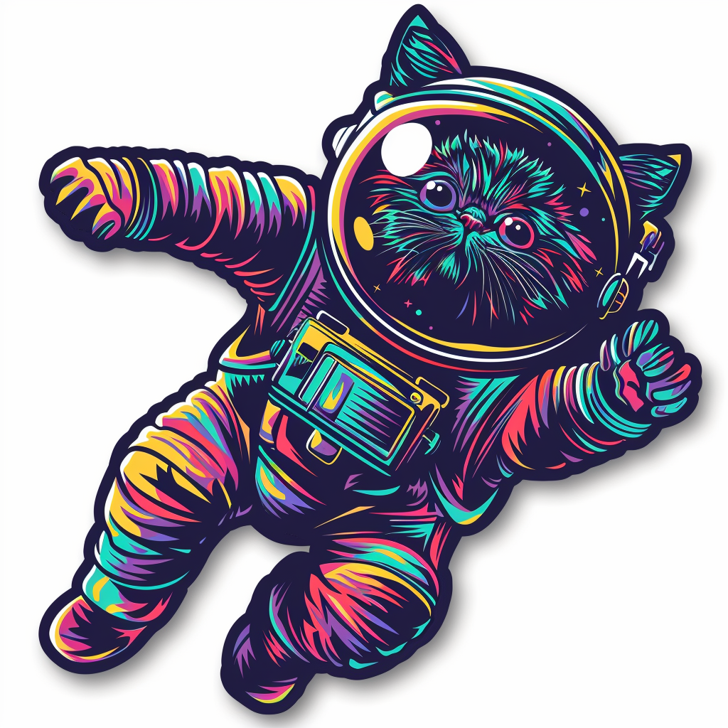 Persian Cat Space Expressive surreal Vinyl Decal Sticker for Car, Laptop, Tumbler and more # F016060
