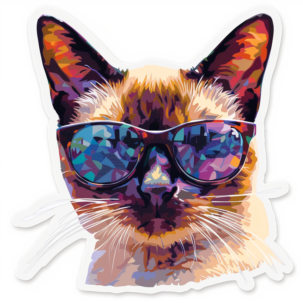 Burmese Cat wearing sunglasses Vinyl Decal Sticker for Car, Laptop, Tumbler and more # F010941