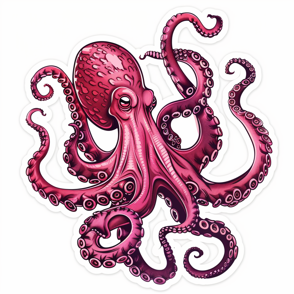 Sticker of a Octopus heartcore majestic Expressive surreal Vinyl Decal Sticker for Car, Laptop, Tumbler and more # F015446