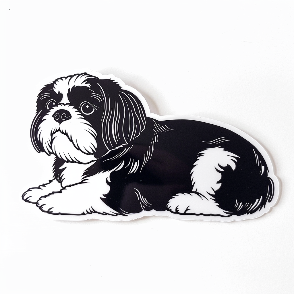 Adorable Shih Tzu Dog Expressive surreal Vinyl Decal Sticker for Car, Laptop, Tumbler and more # F018481