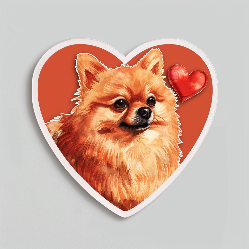 Sticker of a Pomeranian Dog majestic Expressive surreal Heartcore Vinyl Decal Sticker for Car, Laptop, Tumbler and more # F014095