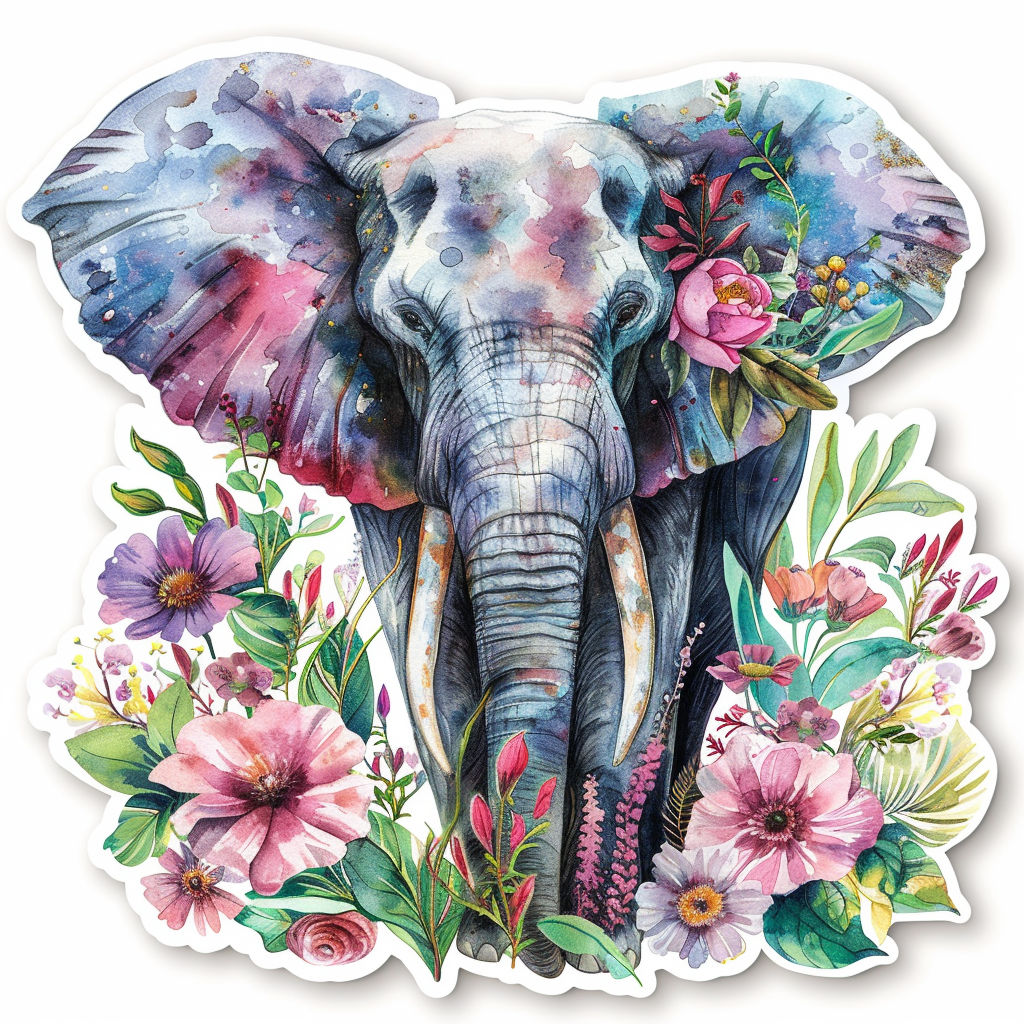Elephant Expressive surreal Vinyl Decal Sticker for Car, Laptop, Tumbler and more # F022258-4" x 4"