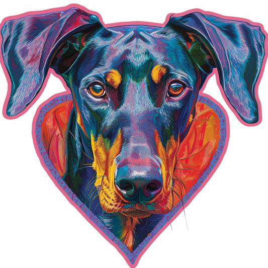 Doberman Pinscher Dog majestic Expressive surreal Vinyl Decal Sticker for Car, Laptop, Tumbler and more # F019605-4" x 4"
