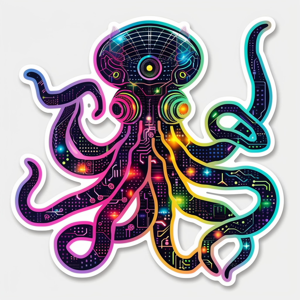 Octopus cyber punk majestic Expressive surreal Vinyl Decal Sticker for Car, Laptop, Tumbler and more # F015603
