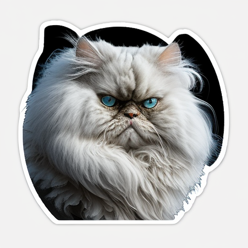 Persian cat with a thick fluffy white Expressive surreal Vinyl Decal Sticker for Car, Laptop, Tumbler and more # F016583