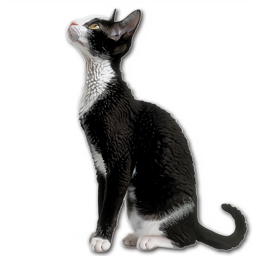 Adorable Cornish Rex Cat Expressive surreal Vinyl Decal Sticker for Car, Laptop, Tumbler and more # F021395-4" x 4"