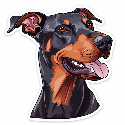 Doberman Pinscher Dog majestic Expressive surreal Vinyl Decal Sticker for Car, Laptop, Tumbler and more # F019544-4" x 4"