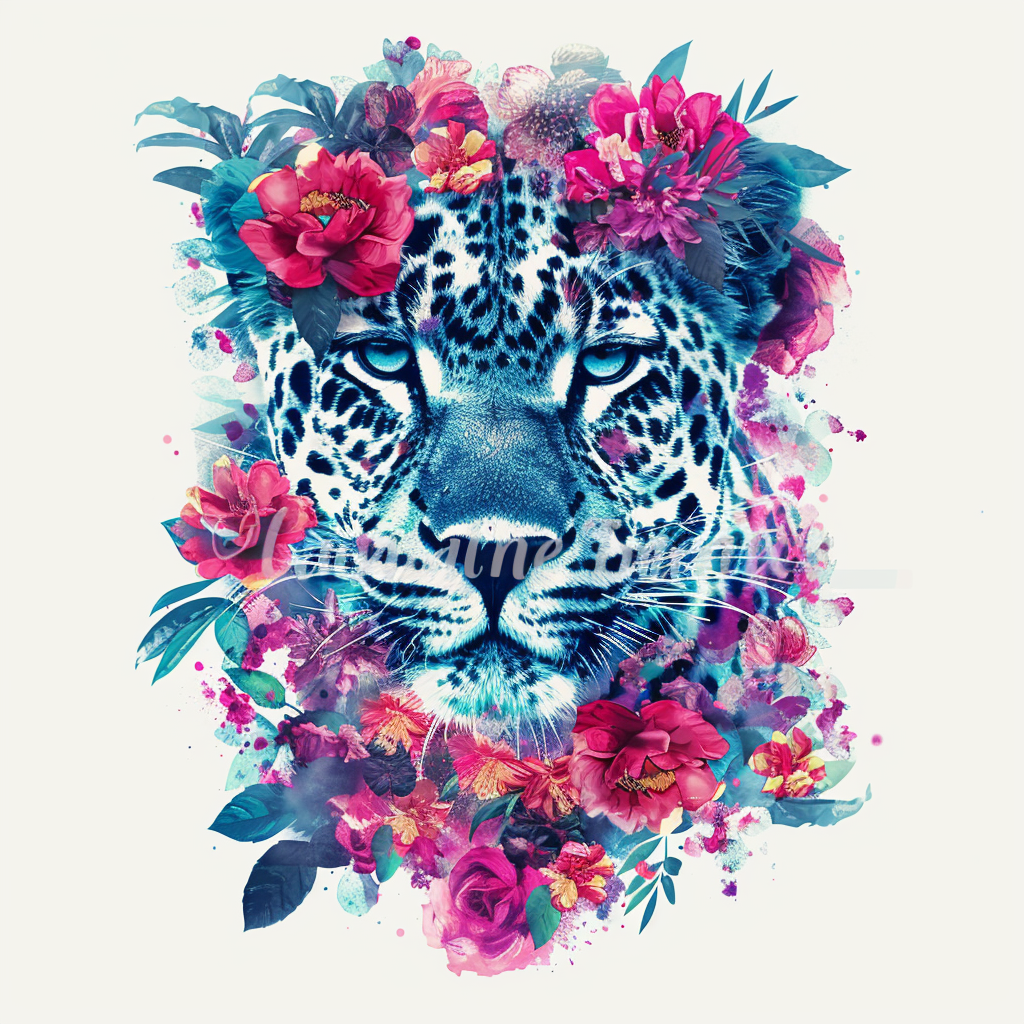 Leopard majestic Expressive surreal Vinyl Decal Sticker for Car, Laptop, Tumbler and more # F022484