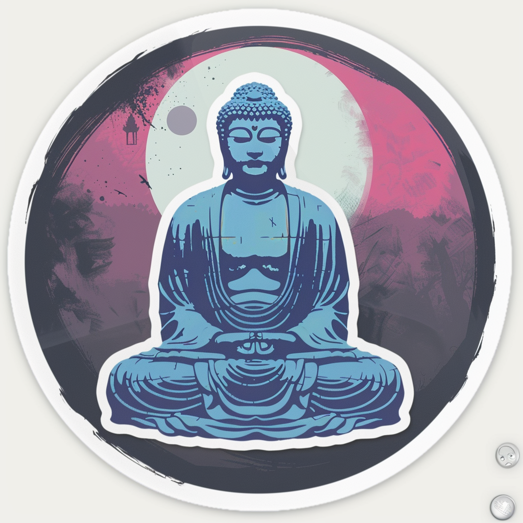 Sticker of a Buddha cartoon majestic Expressive surreal Vinyl Decal Sticker for Car, Laptop, Tumbler and more # F017169
