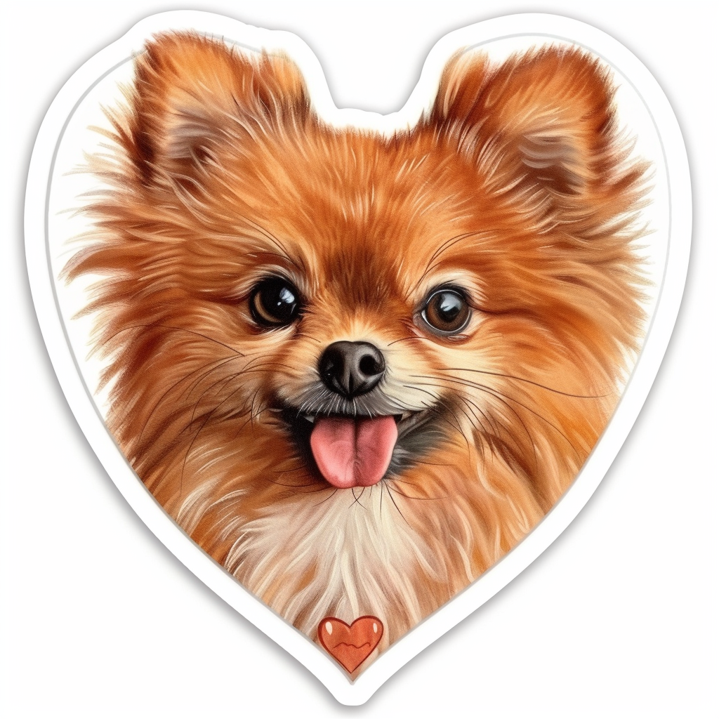 Sticker of a Pomeranian Dog majestic Expressive surreal Heartcore Vinyl Decal Sticker for Car, Laptop, Tumbler and more # F014025