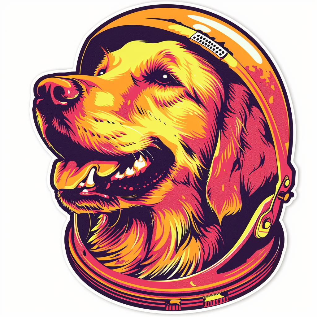 Golden Retriever Dog astronaut Vinyl Decal Sticker for Car, Laptop, Tumbler and more # F010478