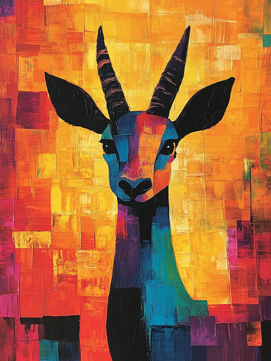 The silhouette of a antelope with an abstract colo Expressive surreal Poster # F024862