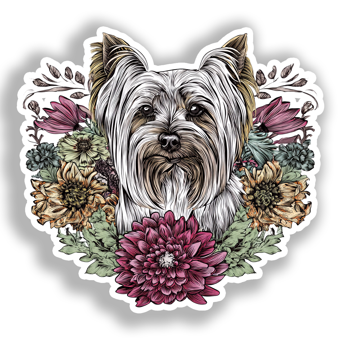 Yorkshire Terrier Dog Vinyl Decal Sticker for Car, Laptop, Tumbler and more # A017106-4" x 4"