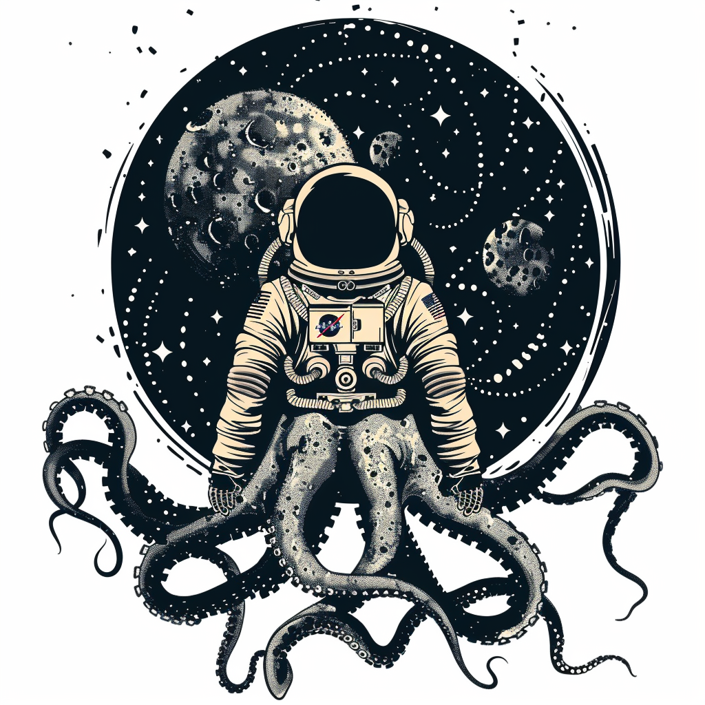 Sticker of an Octopus astronaut majestic Expressive surreal Vinyl Decal Sticker for Car, Laptop, Tumbler and more # F015402
