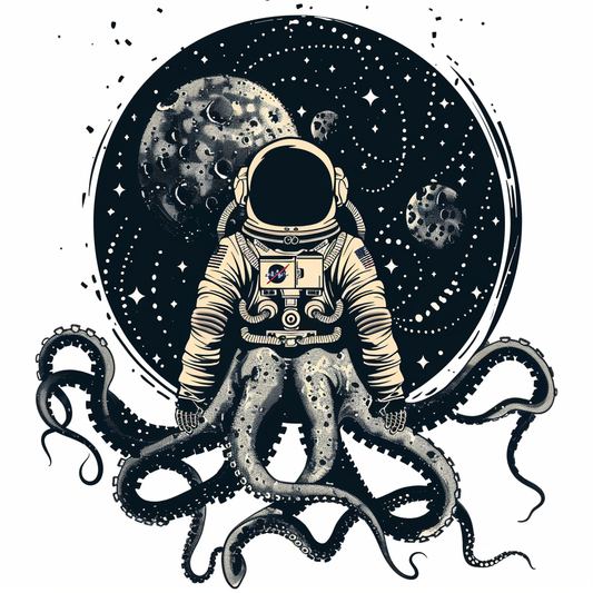 Sticker of an Octopus astronaut majestic Expressive surreal Vinyl Decal Sticker for Car, Laptop, Tumbler and more # F015402