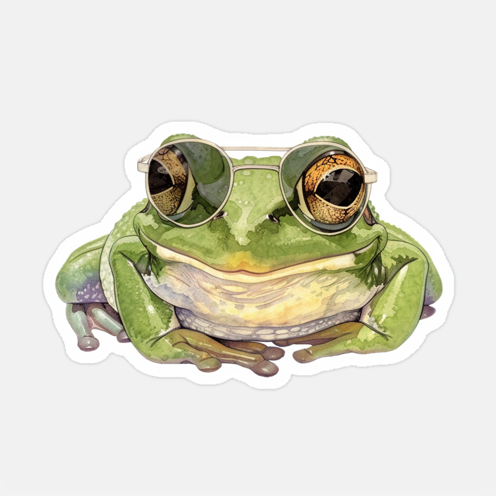 Sticker of a Frog majestic Expressive surreal Vinyl Decal Sticker for Car, Laptop, Tumbler and more # F016771
