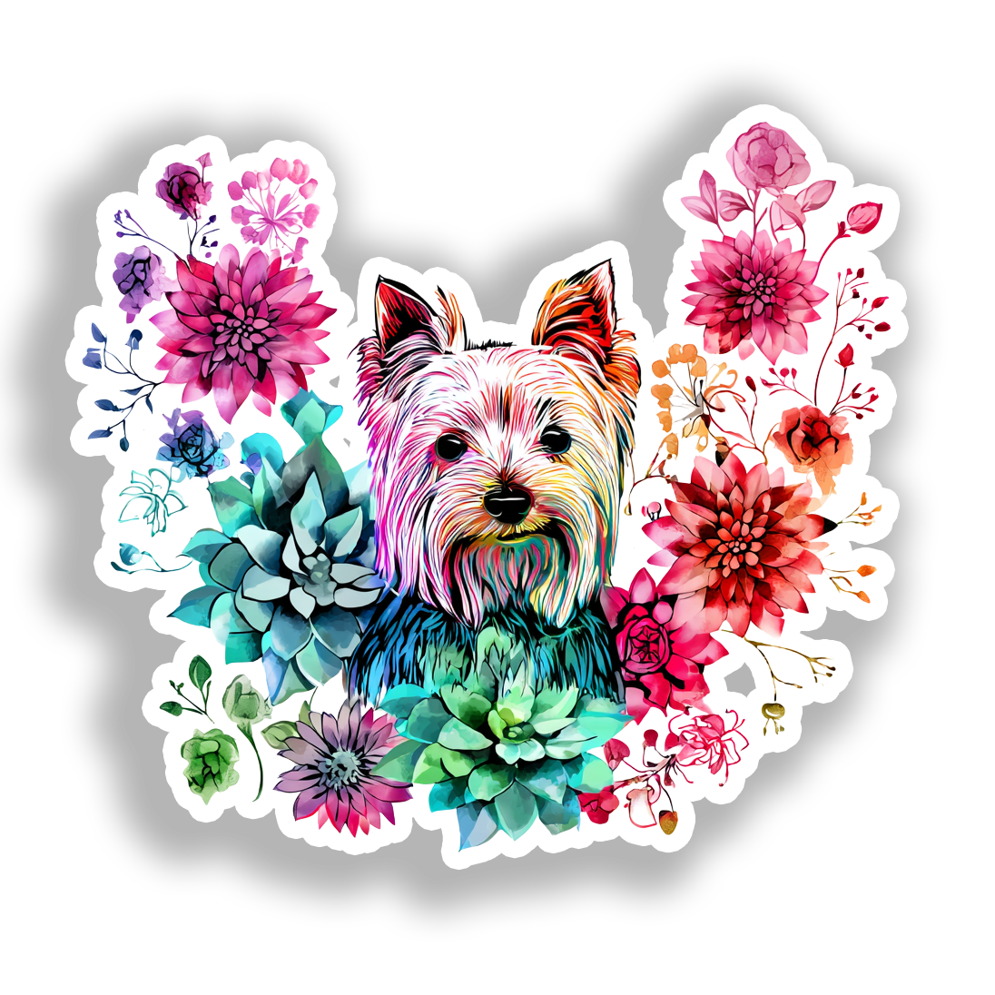 Yorkshire Terrier Dog Vinyl Decal Sticker for Car, Laptop, Tumbler and more # A017207-4" x 4"