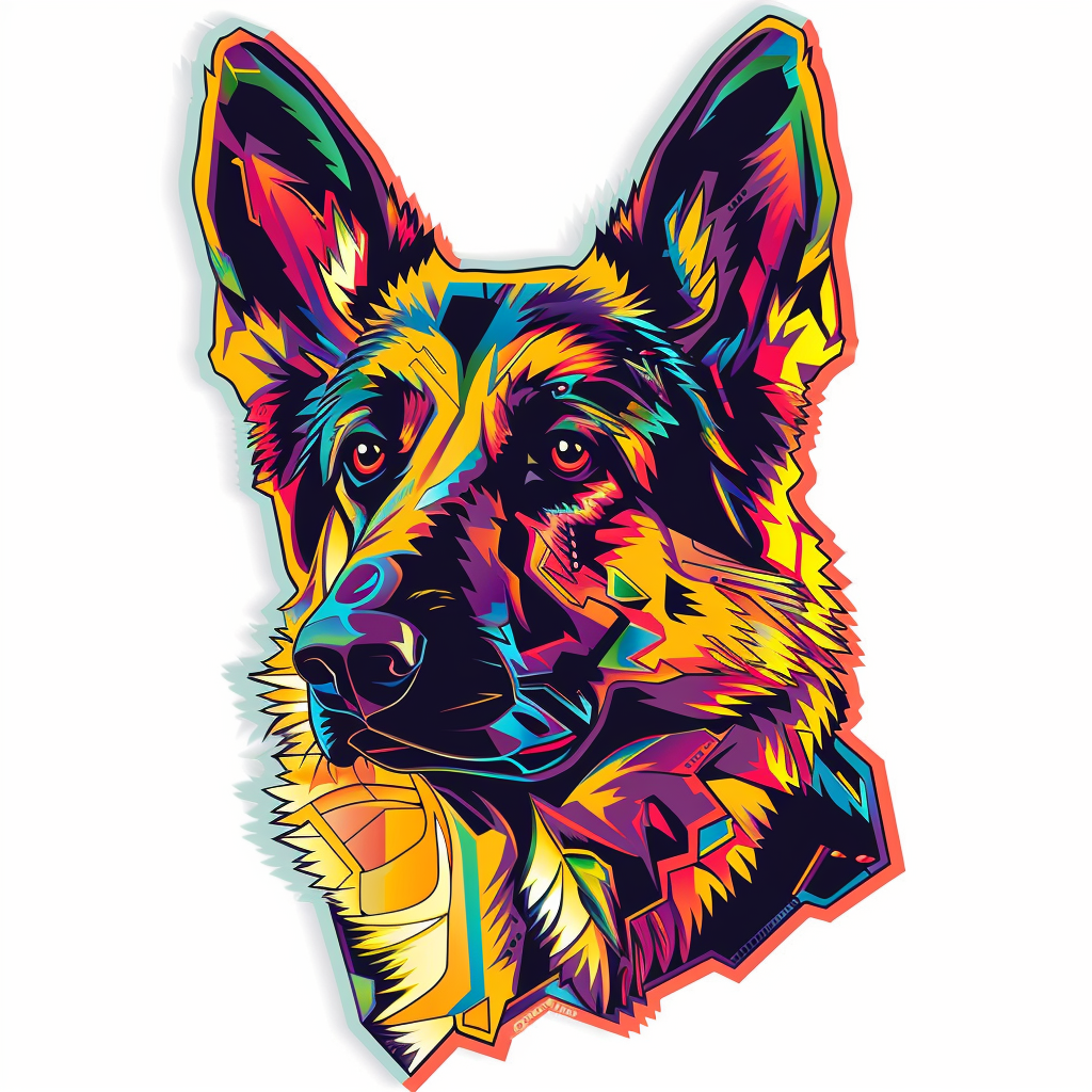 German Shepherd Dog cyber punk Vinyl Decal Sticker for Car, Laptop, Tumbler and more # F011557