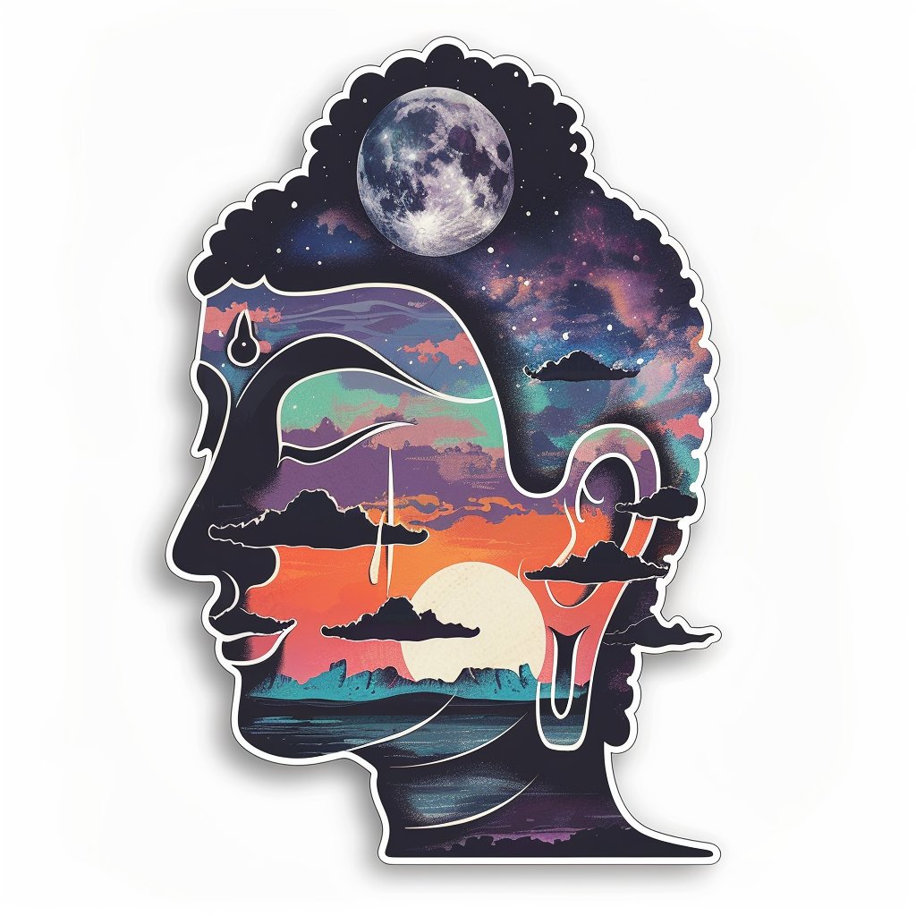 Sticker of a Buddha majestic Expressive surreal Vinyl Decal Sticker for Car, Laptop, Tumbler and more # F017230