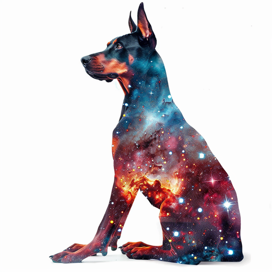 Doberman Pinscher Dog galaxy majestic Expressive surreal Vinyl Decal Sticker for Car, Laptop, Tumbler and more # F019509-4" x 4"