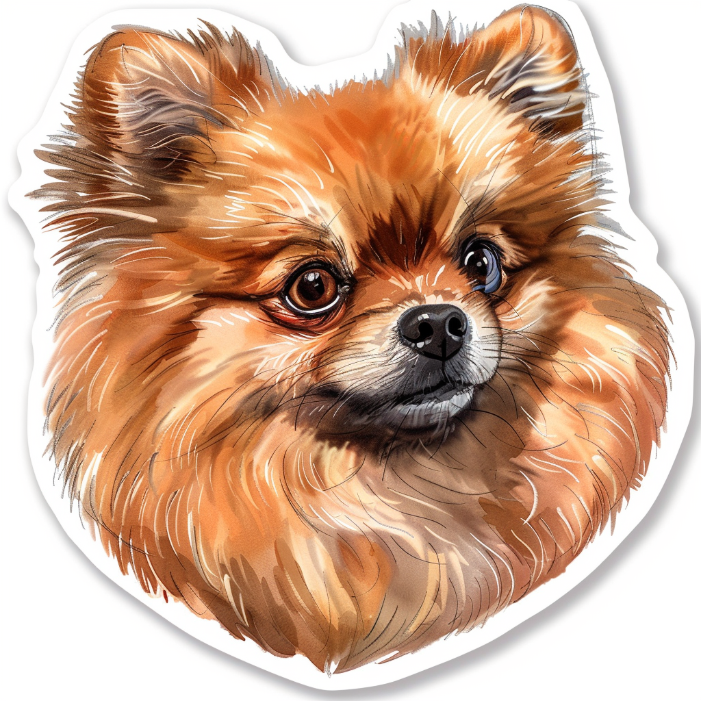 Sticker of a Pomeranian Dog majestic Expressive surreal Heartcore Vinyl Decal Sticker for Car, Laptop, Tumbler and more # F014064