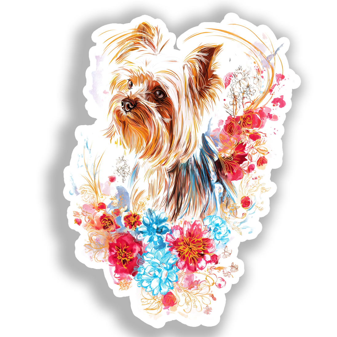 Yorkshire Terrier Dog Vinyl Decal Sticker for Car, Laptop, Tumbler and more # A017141-4" x 4"