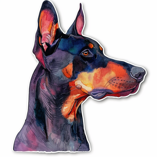 Cute and Adorable Doberman Pinscher Expressive surreal Vinyl Decal Sticker for Car, Laptop, Tumbler and more # F019436-4" x 4"