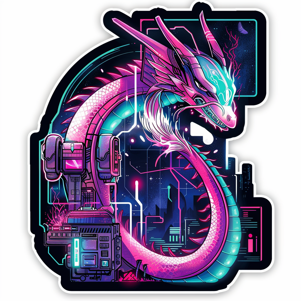 Sticker of a Dragon cyber punk majestic Expressive surreal Vinyl Decal Sticker for Car, Laptop, Tumbler and more # F019127