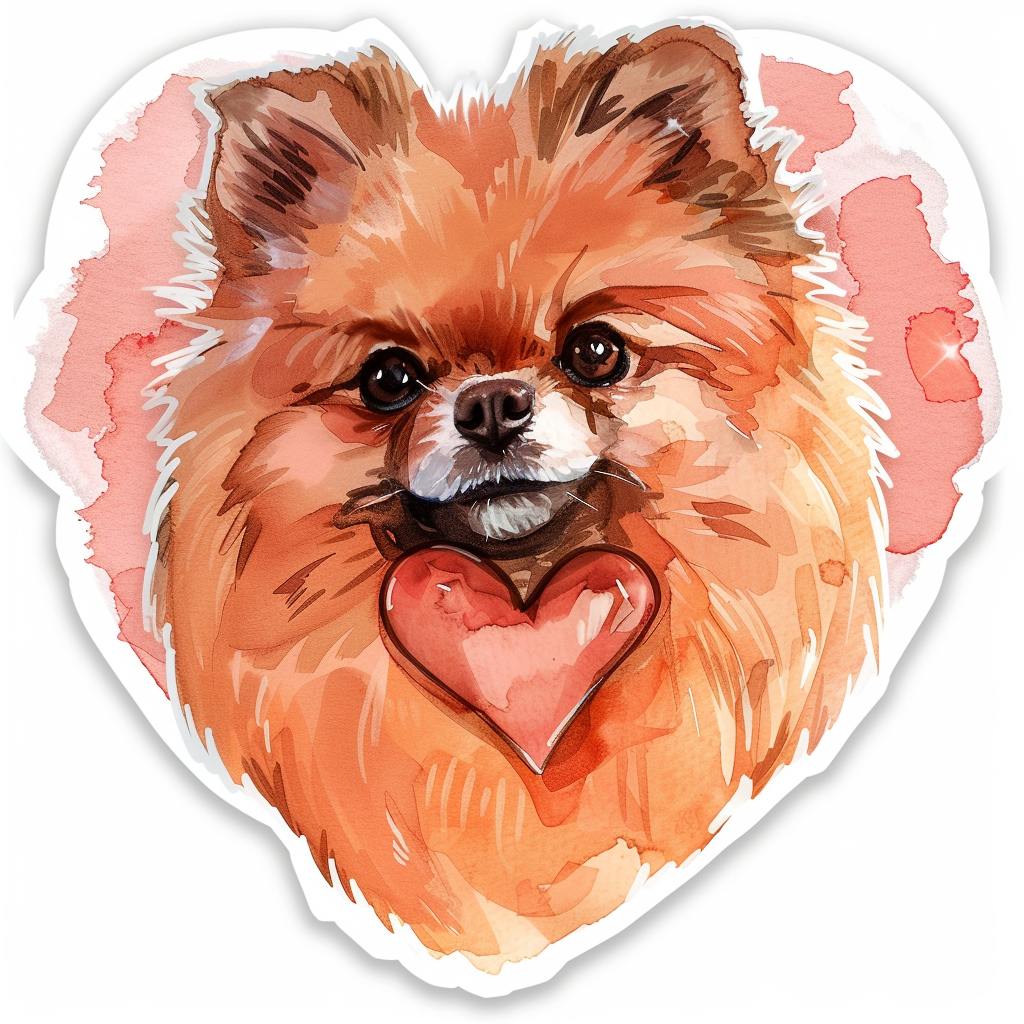 Sticker of a Pomeranian Dog majestic Expressive surreal Heartcore Vinyl Decal Sticker for Car, Laptop, Tumbler and more # F014113
