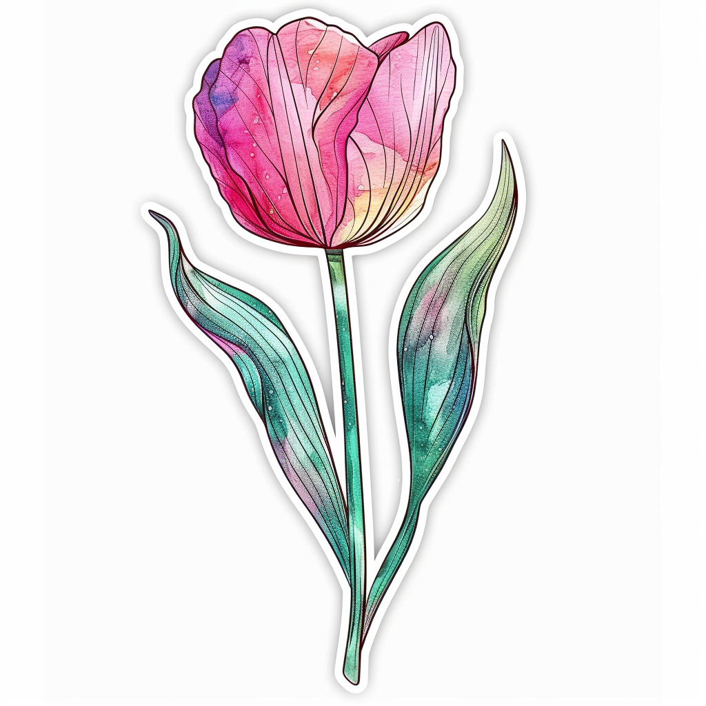Sticker of a Tulip flower Vinyl Decal Sticker for Car, Laptop, Tumbler and more # F023461
