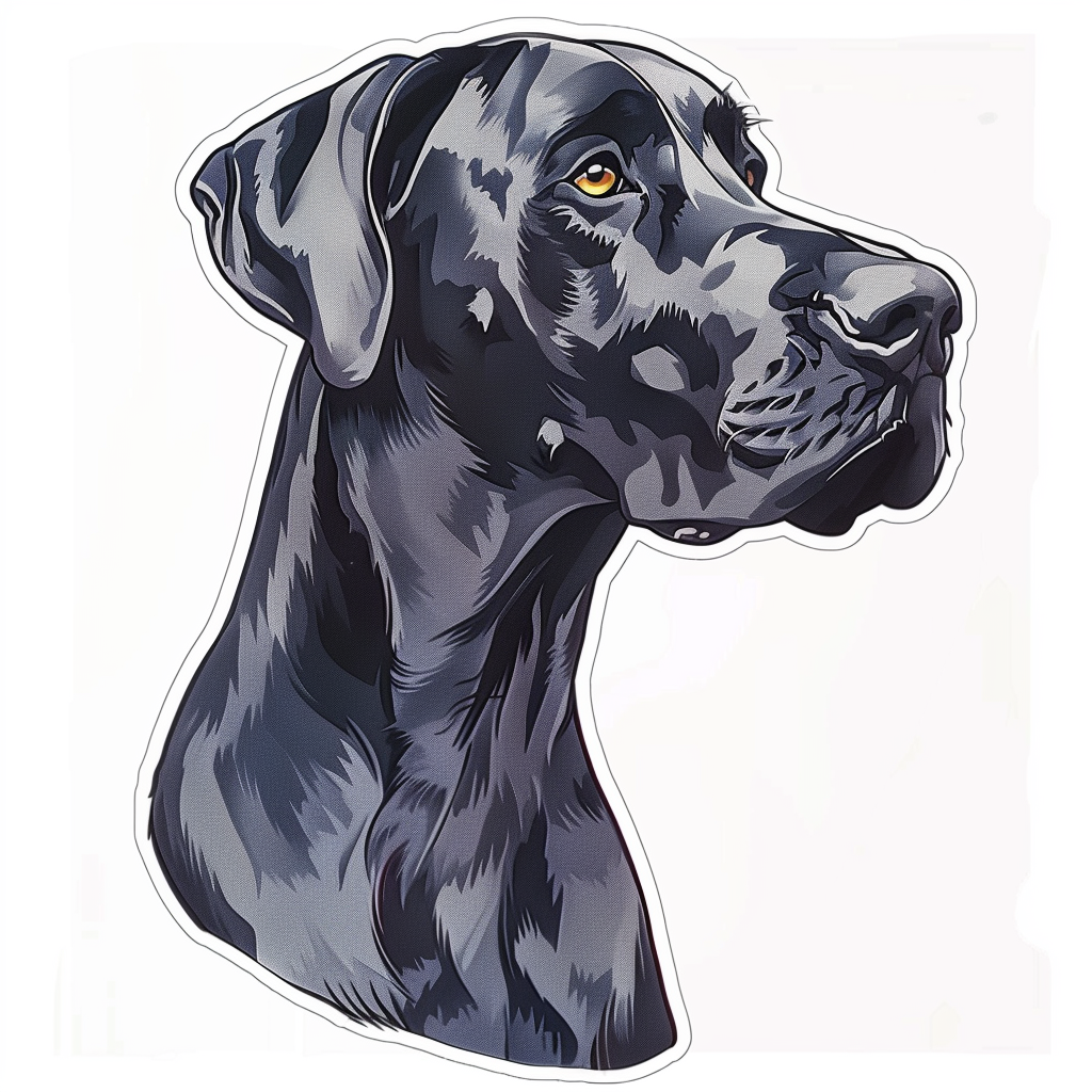 Adorable Great Dane Dog Expressive surreal Vinyl Decal Sticker for Car, Laptop, Tumbler and more # F017730