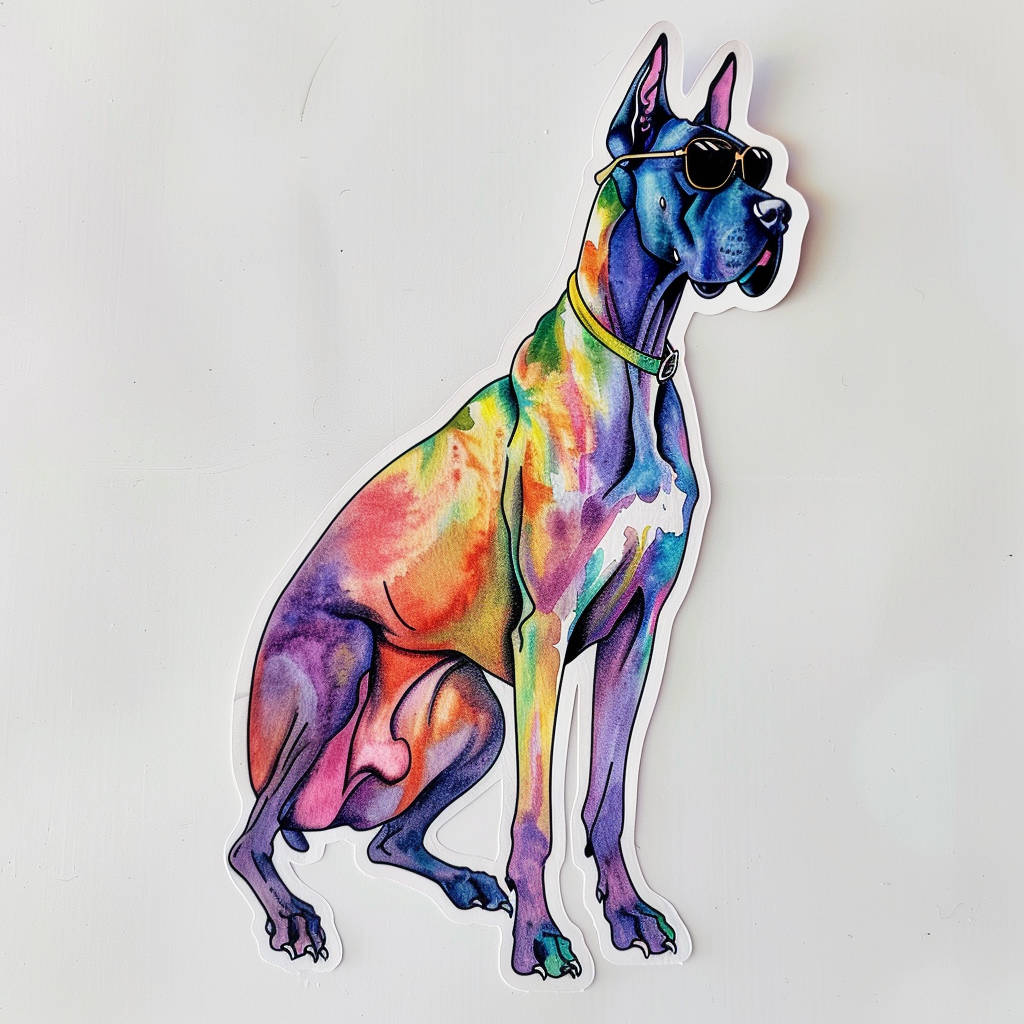 Adorable Great Dane Dog Expressive surreal Vinyl Decal Sticker for Car, Laptop, Tumbler and more # F018083