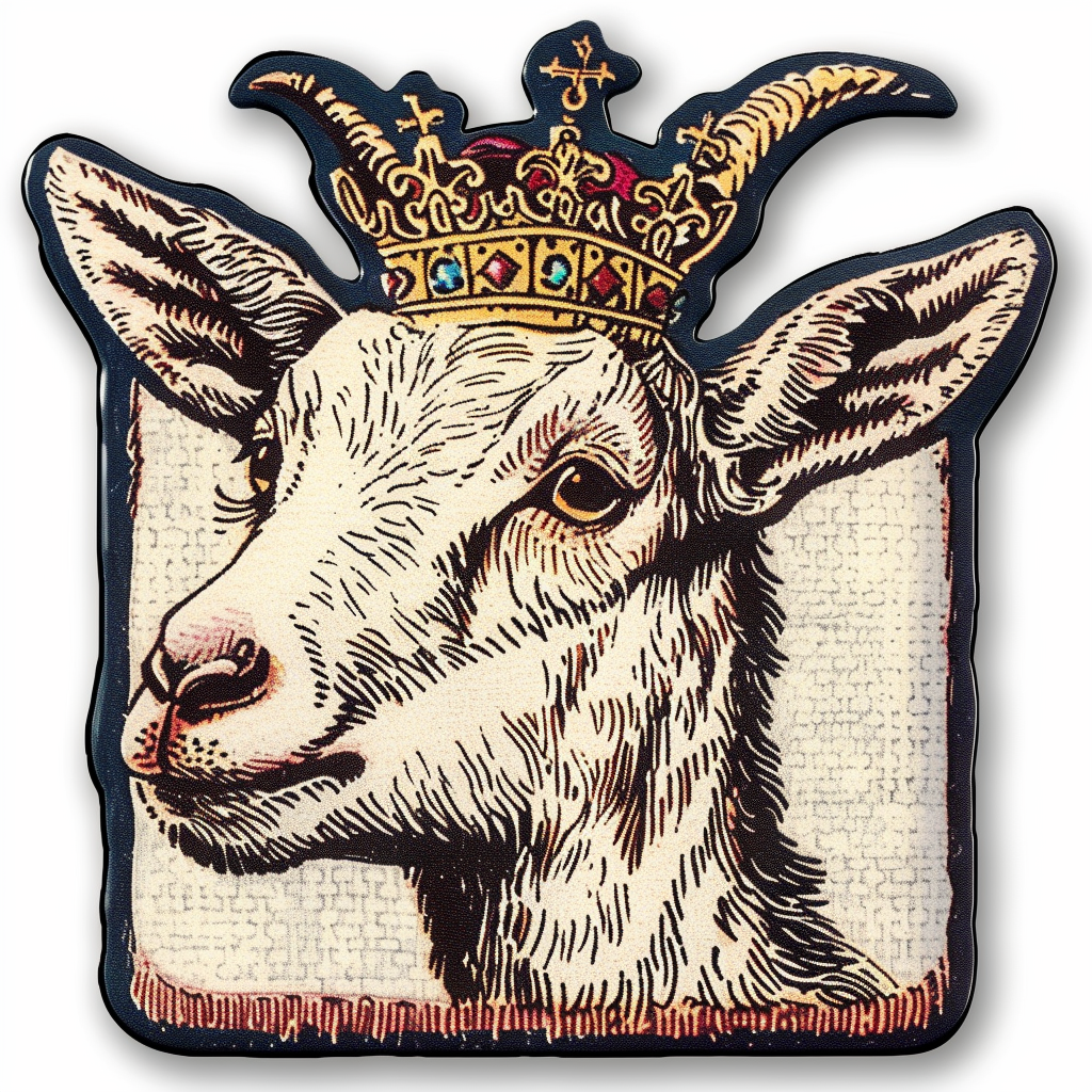 Goat Crowned majestic Expressive surreal Vinyl Decal Sticker for Car, Laptop, Tumbler and more # F020512-4" x 4"