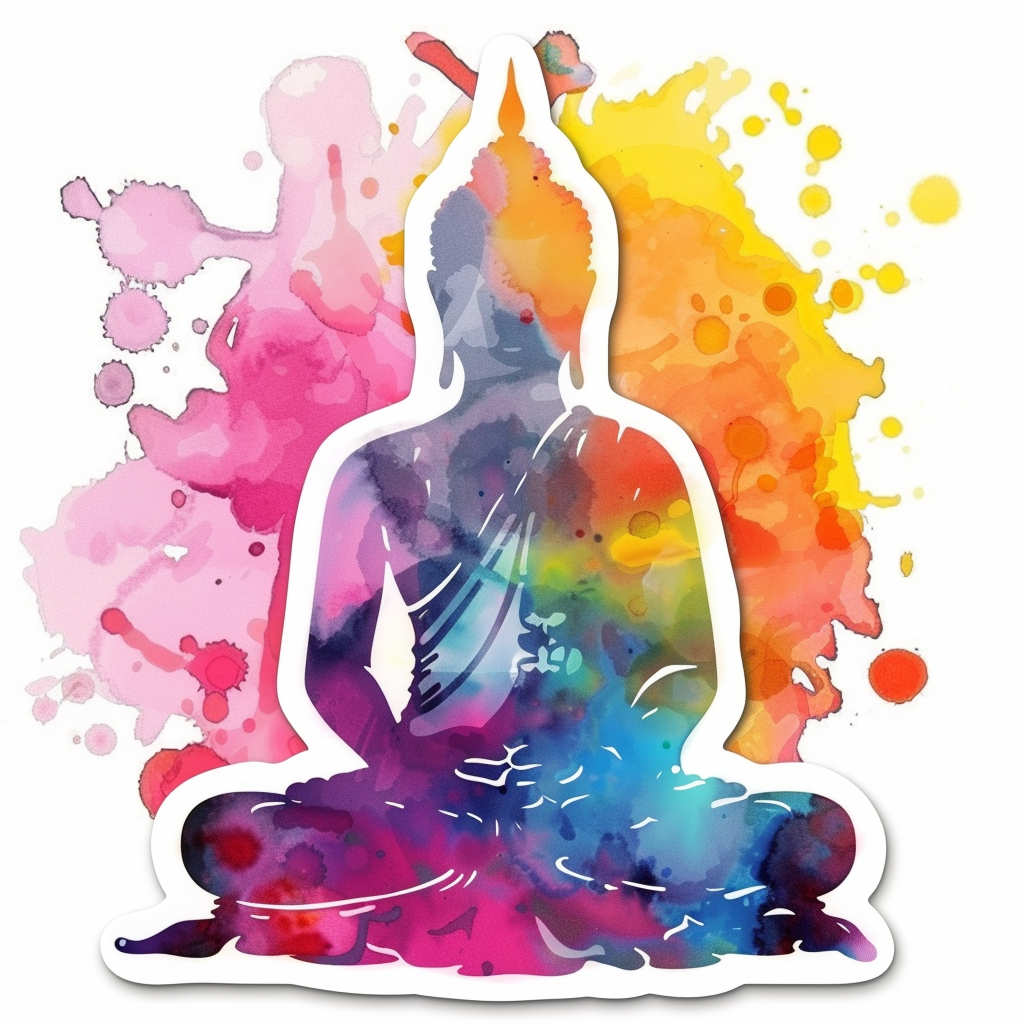 Buddha cartoon majestic Expressive surreal Vinyl Decal Sticker for Car, Laptop, Tumbler and more # F017113