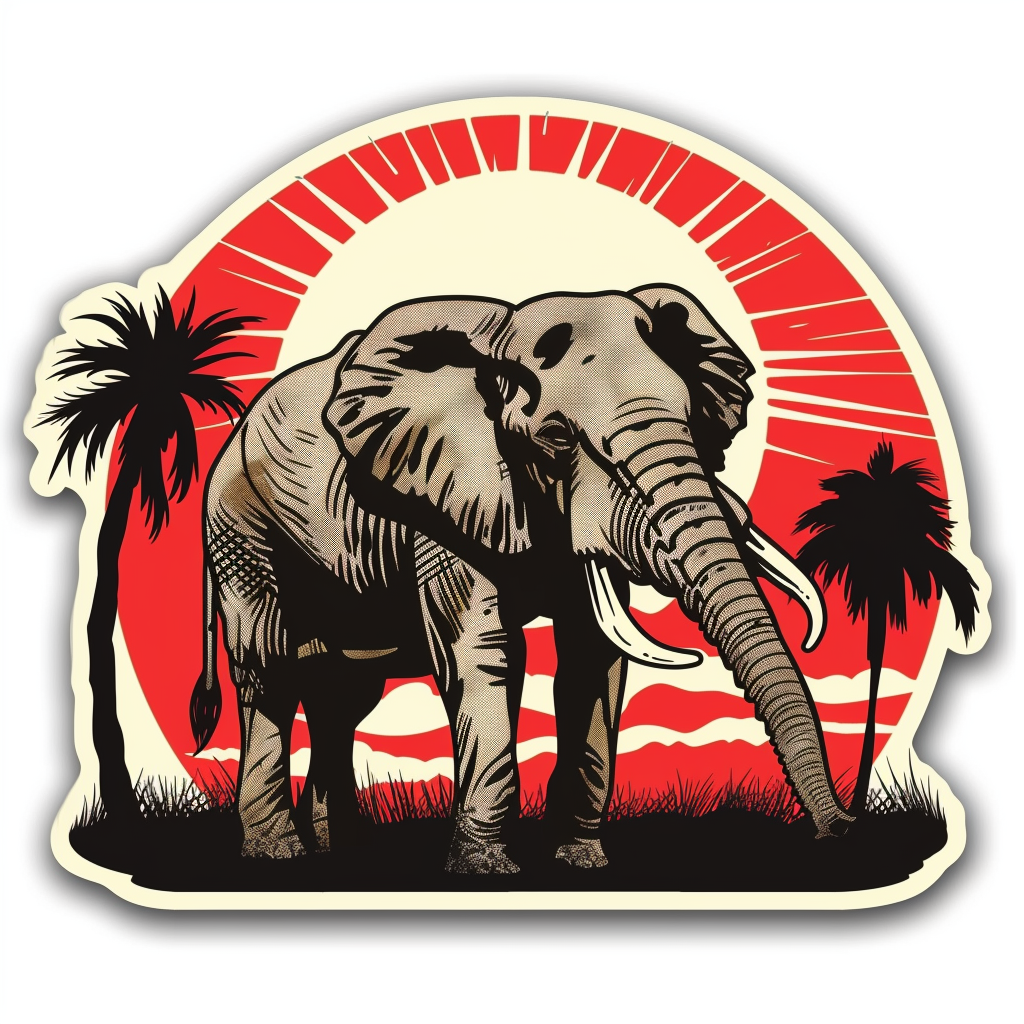 Elephant Expressive surreal Vinyl Decal Sticker for Car, Laptop, Tumbler and more # F022223-4" x 4"