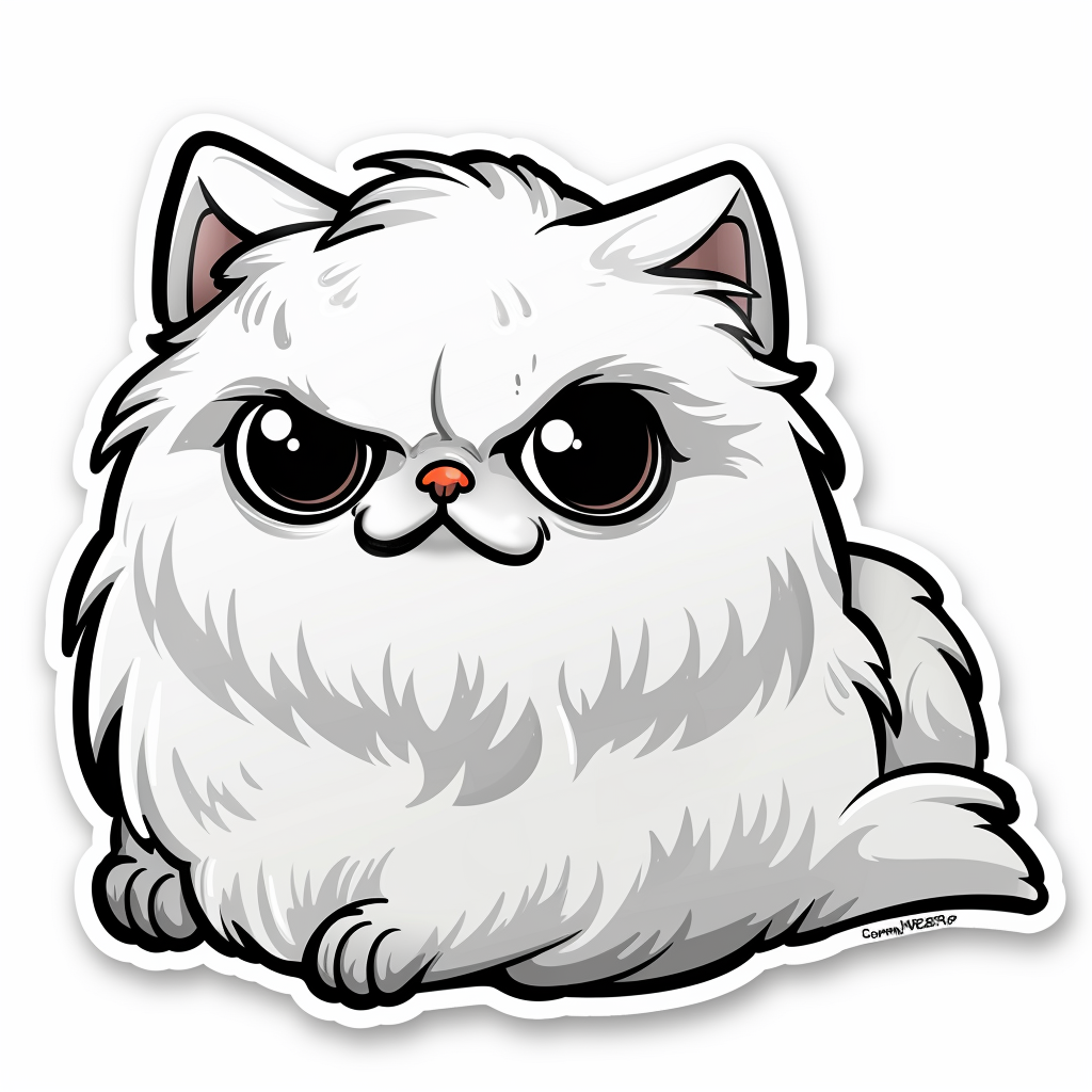 Sticker of a Persian Cat majestic Expressive surreal Vinyl Decal Sticker for Car, Laptop, Tumbler and more # F016370