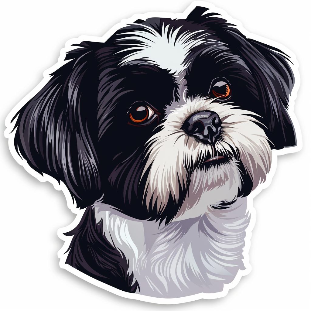 Adorable Shih Tzu Dog Expressive surreal Vinyl Decal Sticker for Car, Laptop, Tumbler and more # F018475