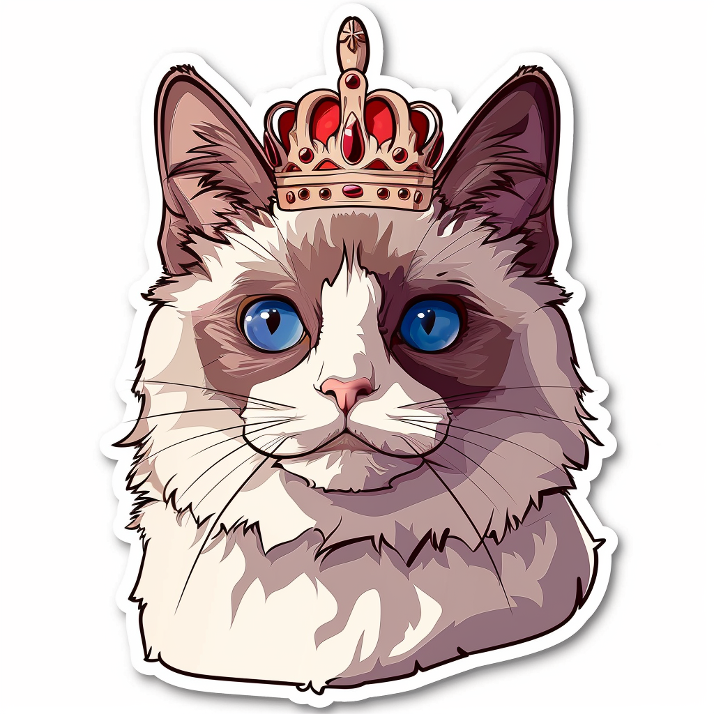 Ragdoll Cat crowned Vinyl Decal Sticker for Car, Laptop, Tumbler and more # F010260
