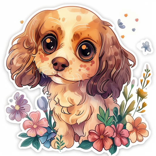 Adorable Cocker Spaniel Dog Expressive surreal Vinyl Decal Sticker for Car, Laptop, Tumbler and more # F020003-4" x 4"