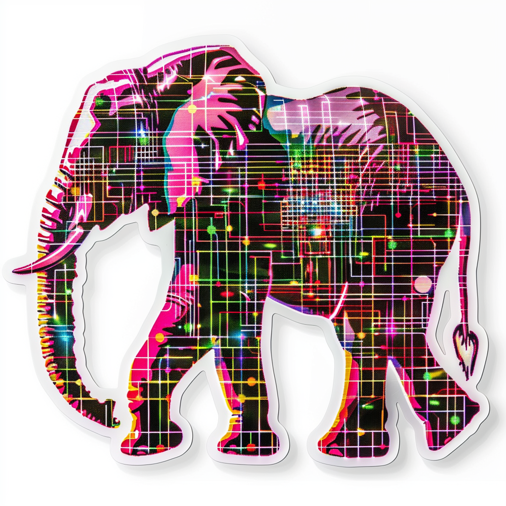Elephant Expressive surreal Vinyl Decal Sticker for Car, Laptop, Tumbler and more # F022202-4" x 4"